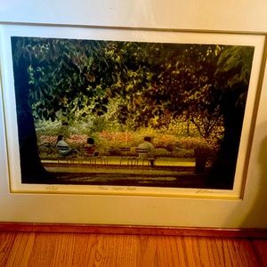 Wonderful framed Art…Three People Seated …originally purchased in 1980